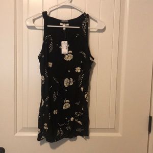 Black/Ivory Knotted Floral Print Tank Maurices